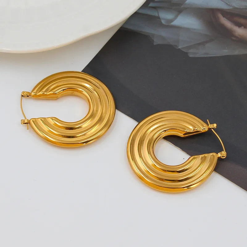 Spiral Wave Gold Hoop Earrings