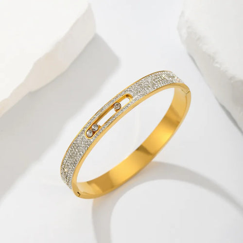 Amor Luxe Bangle in gold pavé rhinestone bangle detail view, South Africa