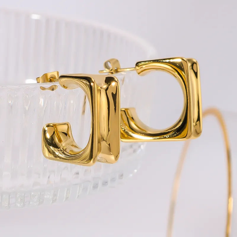 Zara Square Hoop Earrings - 18K Gold Plated